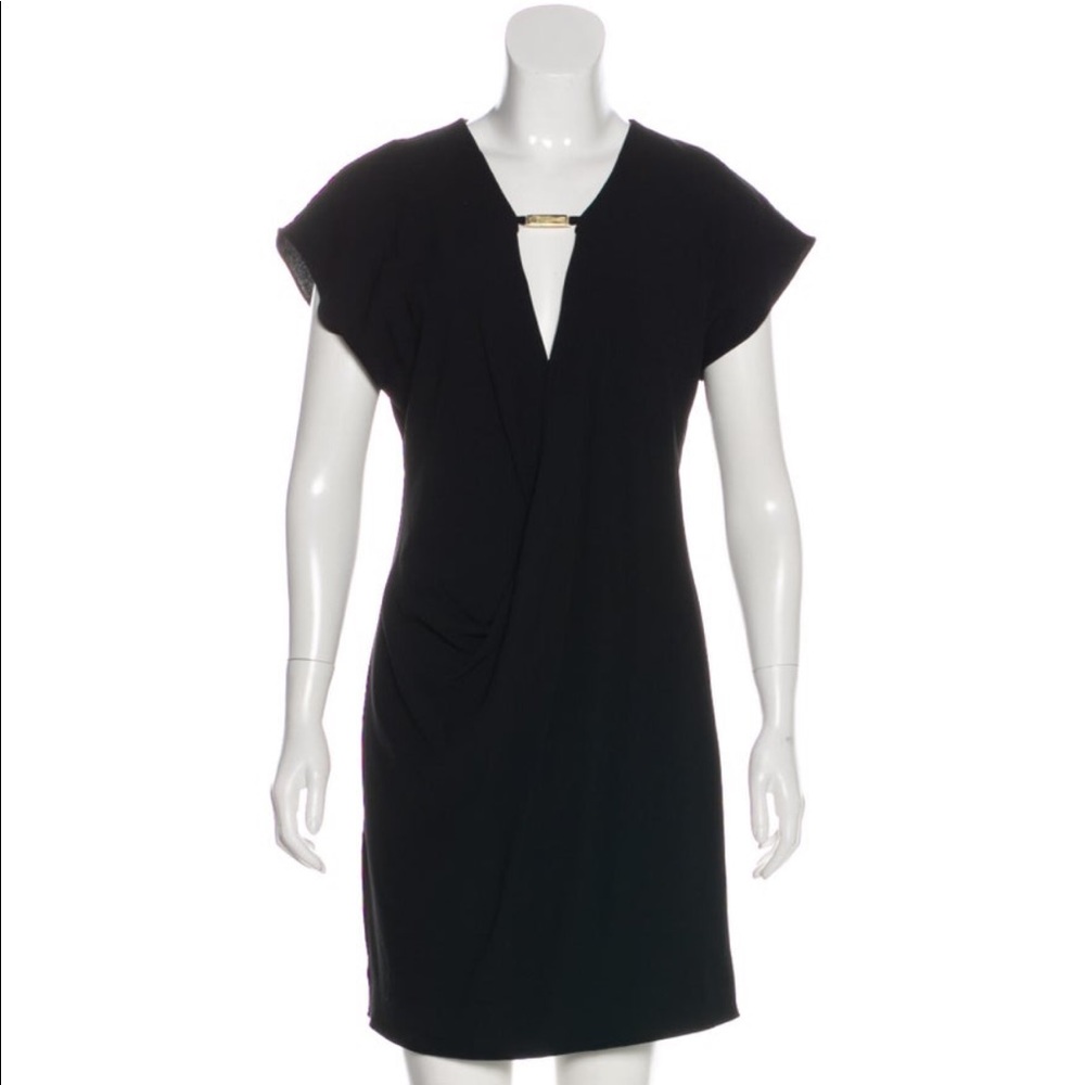 Halston Heritage Plunge Neck Mini Dress